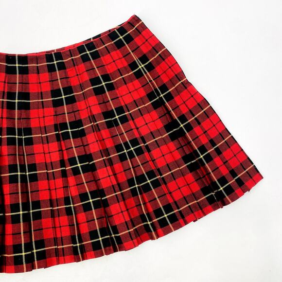 Ann Taylor Vintage Red Plaid Pleated Mini Skirt - Picture 1 of 5